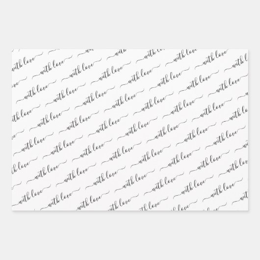 mit Liebe Typografie Schwarz-Weiß Geschenkpapier Set (Vorderseite 2)