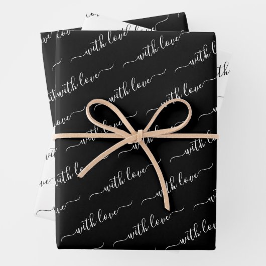 mit Liebe Typografie Schwarz-Weiß Geschenkpapier Set (Beispiel)