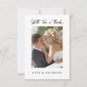 Mit Liebe und dank 3x Hochzeit Foto Elegant Dankeskarte (Vorderseite)