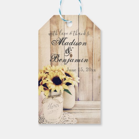 Mit Liebe und Dank an Mason Jar Wedding Vielen Dan Geschenkanhänger (Rückseite)