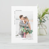 Mit Liebe und Dank Foto Hochzeit Dankeskarte (Stehend Vorderseite)