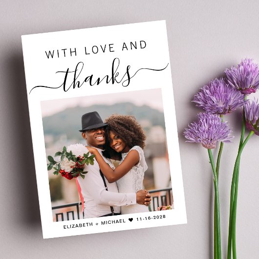 Mit Liebe und Dank Foto Hochzeit Dankeskarte