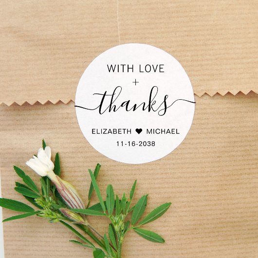 Mit Liebe und Dank Hochzeit Runder Aufkleber