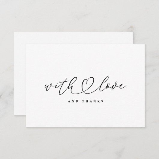 Mit Liebe und Dank Schwarz-weiß Dankeschön Card Dankeskarte (Vorne/Hinten)