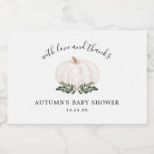 Mit Liebe und dank White Pumpkin Baby Dusche Schaumweinetikett (Einzelnes Label)