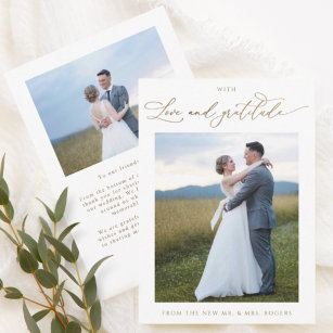 Mit Liebe und Dankbarkeit, elegantes Foto Hochzeit Dankeskarte