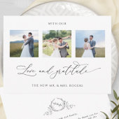 Mit Liebe und Dankbarkeit Monogram Wedding Foto Dankeskarte