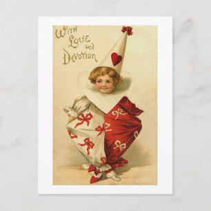 Mit Liebe und Hingabe Valentinsclown Feiertagspostkarte