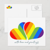mit Liebe und Regenbogenherzen Postkarte (Vorne/Hinten)