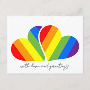 mit Liebe und Regenbogenherzen  Postkarte