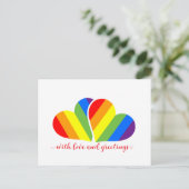 mit Liebe und Regenbogenherzen  Postkarte (Stehend Vorderseite)