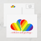 mit Liebe und Regenbogenherzen  Postkarte (Vorne/Hinten)