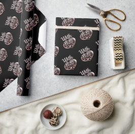 Mit Liebe Valentine Rose Goldherzen schwarz Geschenkpapier