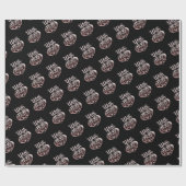 Mit Liebe Valentine Rose Goldherzen schwarz Geschenkpapier (Flach)