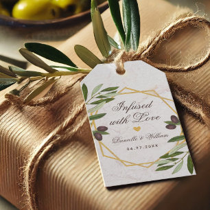 Mit Liebe veredeltes Olivenöl als Hochzeitsgeschen Geschenkanhänger