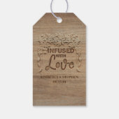 Mit Liebe verschüttet rustikale Hochzeit Geschenkanhänger (Rückseite)
