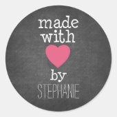 Mit Liebe von Ihnen hergestellt - Hot-Rosa und Kal Runder Aufkleber (Vorderseite)