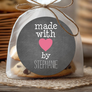 Mit Liebe von Ihnen hergestellt - Hot-Rosa und Kal Runder Aufkleber