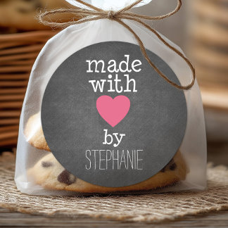 Mit Liebe von Ihnen hergestellt - Hot-Rosa und Kal Runder Aufkleber