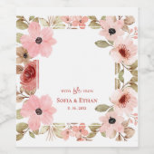 „Mit Liebe von“ Rosa Florale Hochzeit Weinetikett (Einzelnes Label)