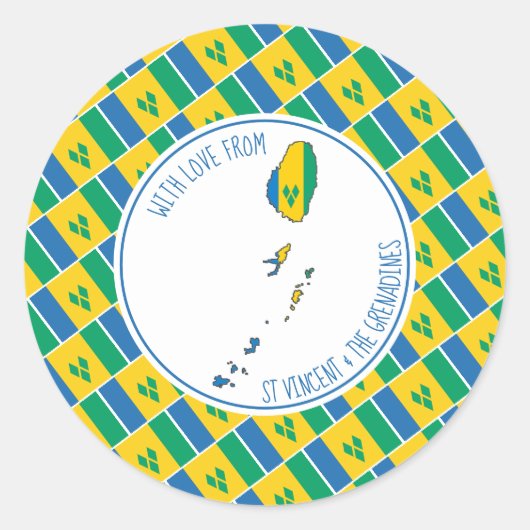 Mit Liebe von ST VINCENT FLAG Vincentian Map Runder Aufkleber (Vorderseite)