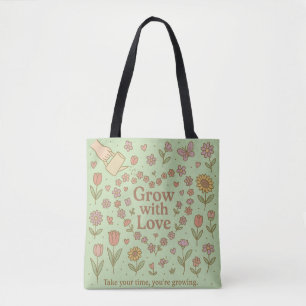 Mit Liebe wachsen - Blumenmuster-Tüte-Design Tasche