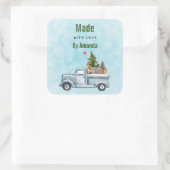 Mit Liebe Weihnachtswagen mit Waldtieren Quadratischer Aufkleber (Tasche)