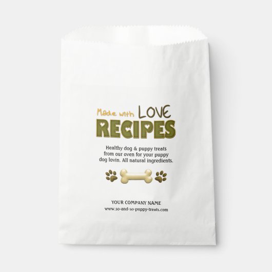 Mit Liebe-Welpe-Hund-Leckereien-CUSTOM-FAVOR-BAGS Geschenktütchen (Vorderseite)