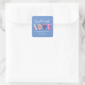 Mit Liebe White Script ID193 Quadratischer Aufkleber (Tasche)