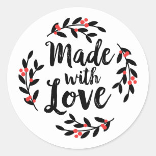 Mit Liebe Wreath Classic Rundaufkleber Runder Aufkleber