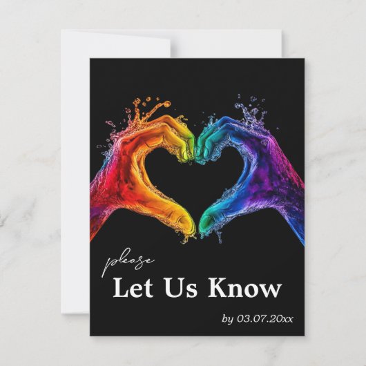 🌈 ❤️ Mit Liegeanforderung Herz des Stolzes Hochze RSVP Karte (Vorderseite)