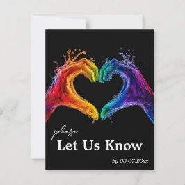 🌈 ❤️ Mit Liegeanforderung Herz des Stolzes Hochze RSVP Karte