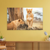 Mit Löwen-Wall-Kunst konfrontiert Leinwanddruck (Insitu (Wohnzimmer))