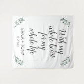 Mit meinem ganzen Herzen Hochzeitsgrün Personalisi Wandteppich (Vorderseite (Horizontal))