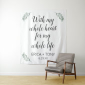 Mit meinem ganzen Herzen Hochzeitsgrün Personalisi Wandteppich (Beispiel)