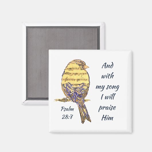 Mit meinem Lied lobe ich Ihm Bible Scripture Bird Magnet (Vorderseite/Rückseite)