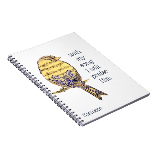 Mit meinem Lied lobe ich Ihm Bible Scripture Bird Notizblock (Rechte Seite)