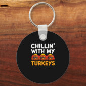 Mit meinem Shirt in der Truthahn kühlen Männer Schlüsselanhänger (Vorderseite)