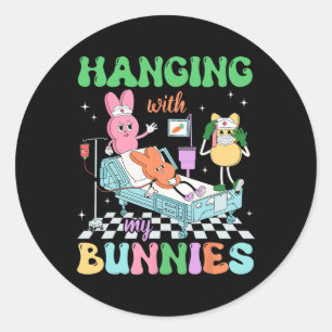 Mit meinen Bunnies-Schulkrankenhäusern zu Ostern Runder Aufkleber