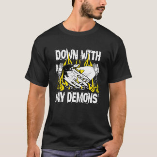 Mit meinen Dämonen Deal Handschlag Ästhetik Humor T-Shirt