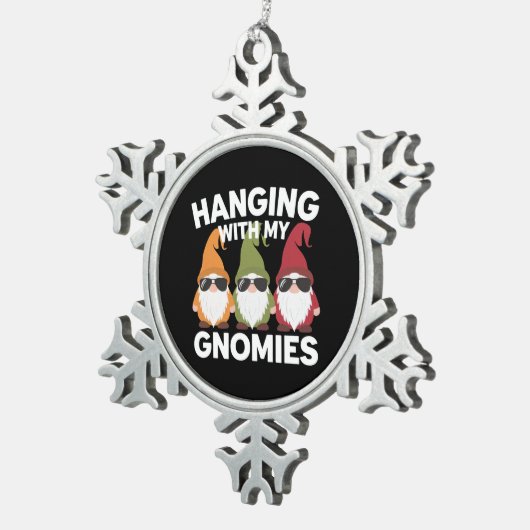 Mit meinen Gnomen-Garten-Genom Schneeflocken Zinn-Ornament (Rechts)