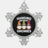 Mit meinen Gnomen-Garten-Genom Schneeflocken Zinn-Ornament (Vorderseite)