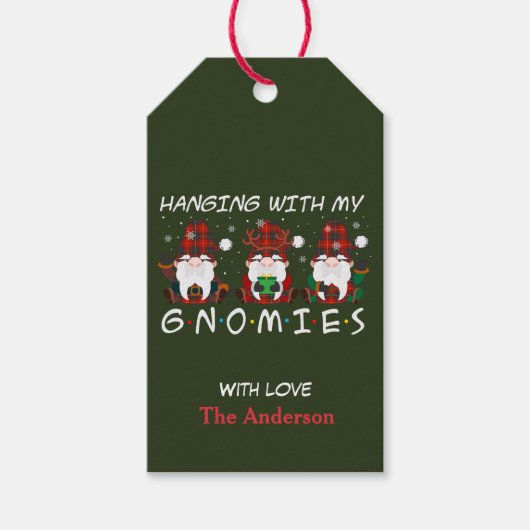 Mit meinen Gnomen Personalisierte Weihnachten Geschenkanhänger (Vorderseite)