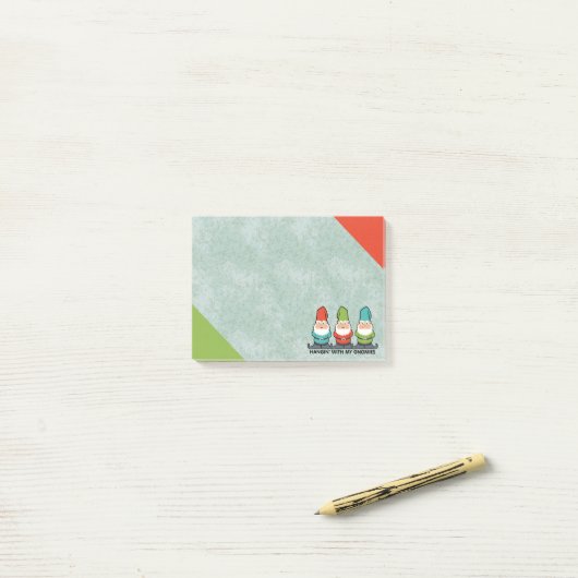 Mit meinen Gnomen Post-it Klebezettel (Auf Schreibtisch)