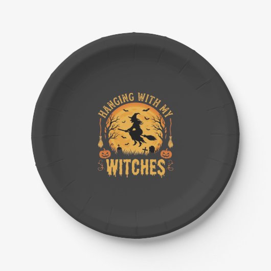 Mit meinen Hexen abhängen Halloween-Design (2) Pappteller (Vorderseite)