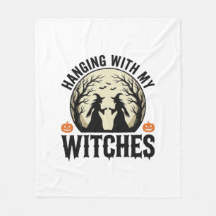 Mit meinen Hexen abhängen Vintage Halloween-Design Fleecedecke