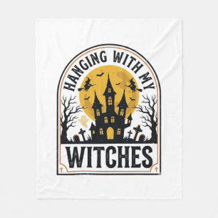 Mit meinen Hexen abhängen Vintage-Halloween-Design Fleecedecke