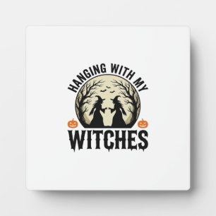 Mit meinen Hexen abhängen Vintage-Halloween-Design Fotoplatte