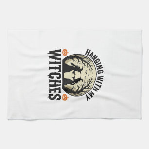 Mit meinen Hexen abhängen Vintage-Halloween-Design Geschirrtuch