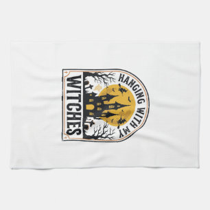 Mit meinen Hexen abhängen Vintage Halloween Design Geschirrtuch